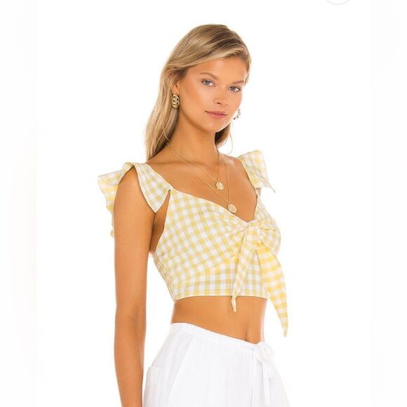 NWOT SNDYS Croatia Top in Yellow Gingham -sold on revolve - Picture 1 of 7